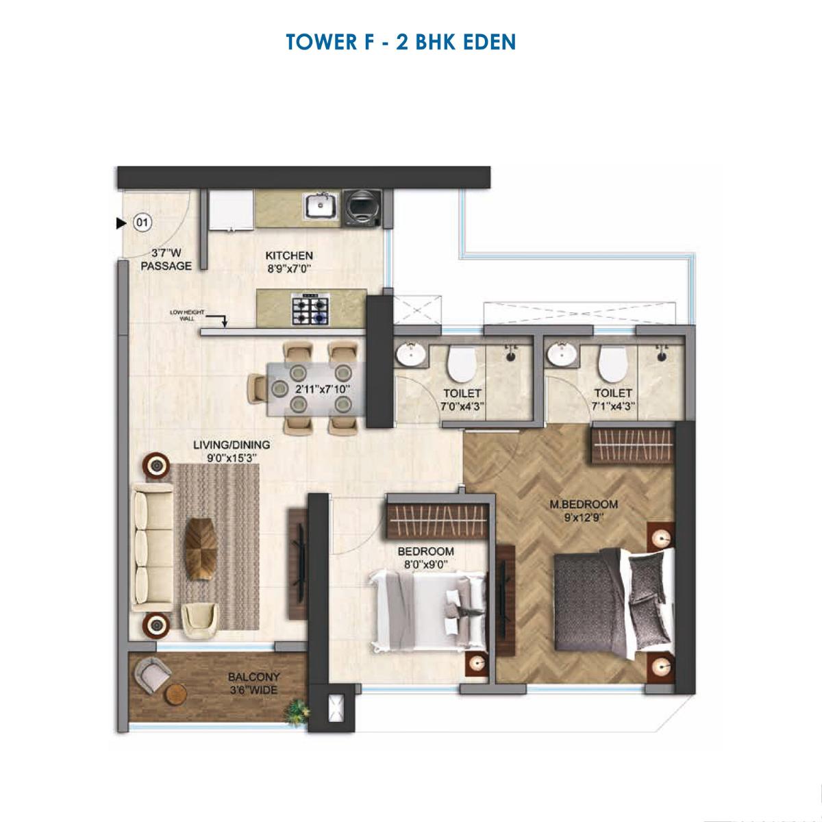 Runwal-Enchanted-Floor-Plans-Tower-F-2-BHK-Eden