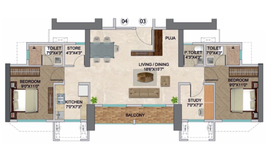 Runwal-EnchantedTower-D-2.5BHK-Jodi-Plan